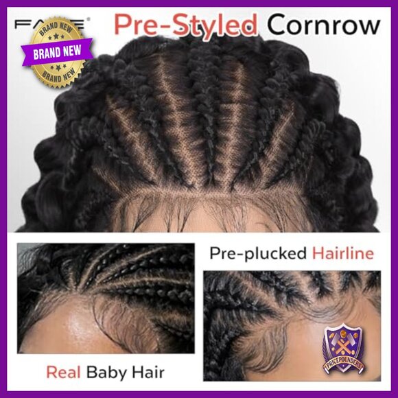 13x6 Lace Front Synthetic Wig Glueless Cornrow Curly 22 Inch Daily Use main image 4